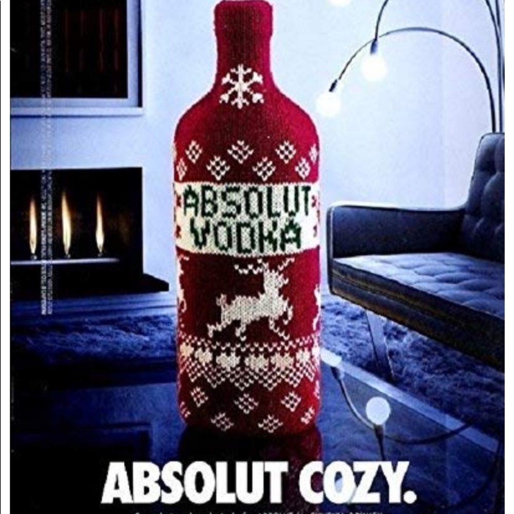 ***Rare vintage Absolut Vodka Cozy for Xmas ad